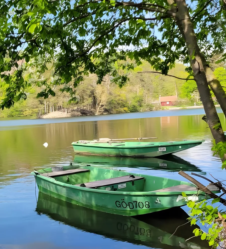 Ruderboote am Ufer des Diemelsees